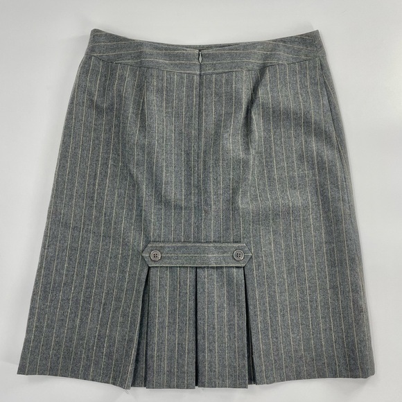 NWOT Casual Corner Stripe Academia Back Pleated Y2K Skirt 100% Wool - Picture 1 of 11